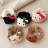 Autumn And Winter Plush Large Intestine Hair Band Bow Cat Headband College Wind Fluffy Ponytail Rubber Band Cartoon Headgear Hair Accessories