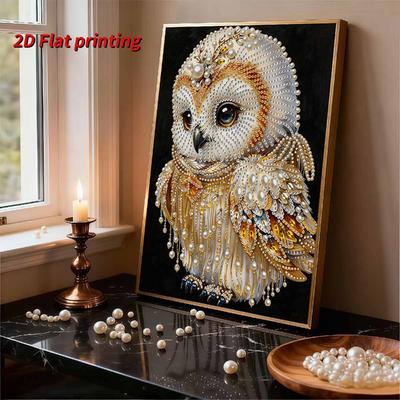 DIY Eulen Perlenkunst Malerei für Erwachsene/Anfänger Geschenk Heimdeko Perlen Edelstein Bilder Kunsthandwerk 30x40cm Ohne Rahmen