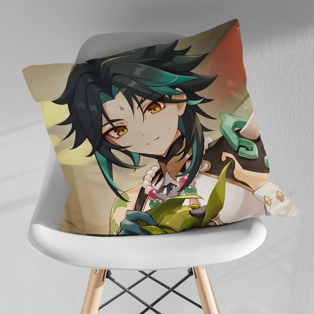 Cute XXiao Genshin Impact Pillowcase for Sofa Room Office Decor Printing Merchandise AllMatch Cushion Cover