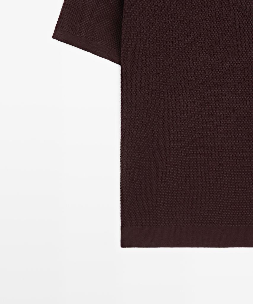 Masimodutti Cotton Blend V-Neck Knit Polo Shirt