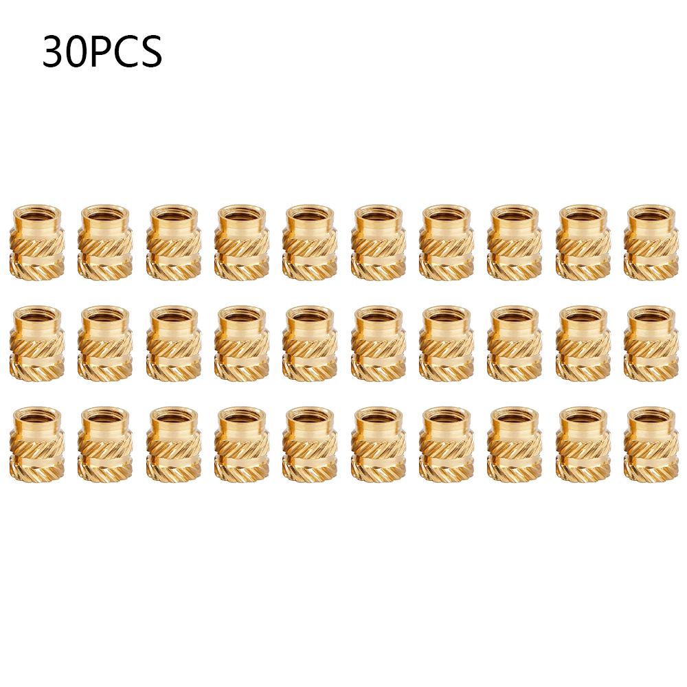 30/50/100pcs M3 Brass Knurled Heat Set Inserts Threaded Heat Resistant Embedment Nuts for 3D Printing Plastic Injection