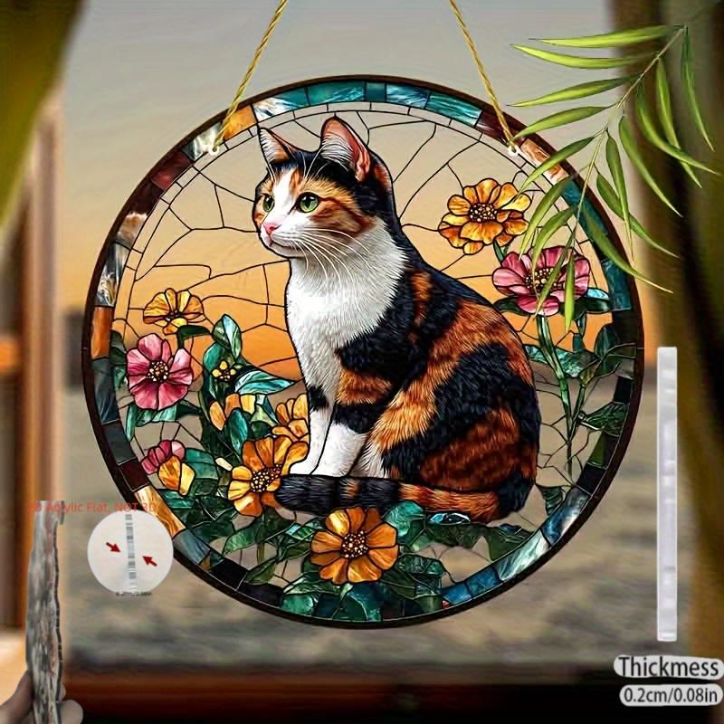 

2D Flat AcrylicWhimsical Tiger Cat - Colorful Window Hanging,Perfect Choice for Christmas and Home Decor,Ideal Gift for Friends and Housewarming, 20*20cm