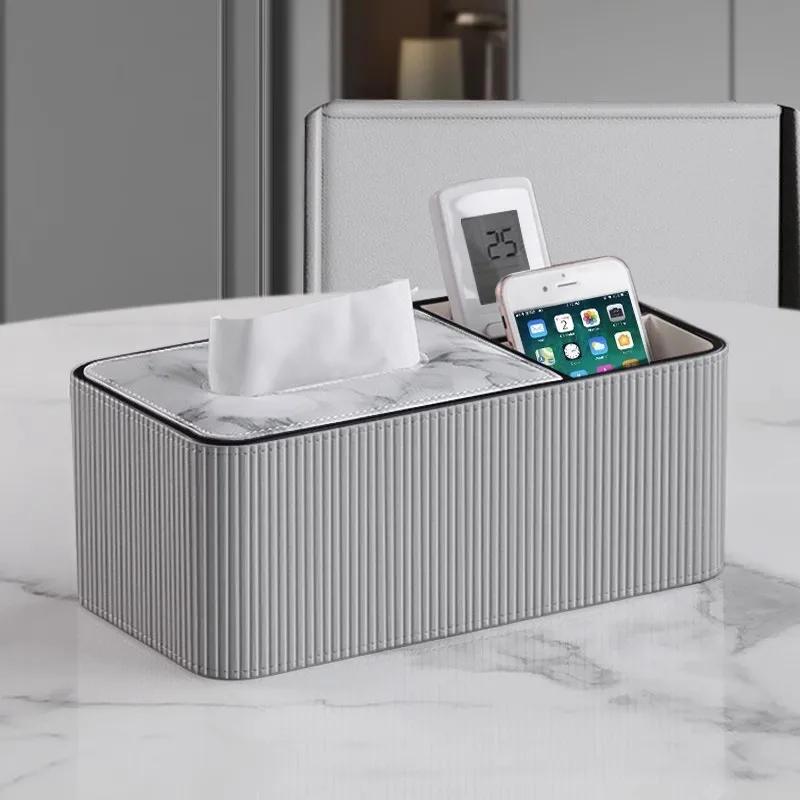 High Quality Luxury European Style Tissue Box Leather Tissue Storage Box Hotel Living Room Bathroom Home Decor Tissue Boxes
