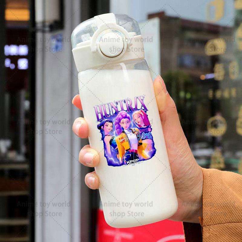 

KPop Demon Hunters Sports Transparent Water Bottle 400ml Portable Gym Travel Clear Leakproof Drinking Bottle Frosted Bottle