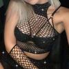 Women'S Fishnet Hollow Bodycon Dress, Fishing Net Tight Lingerie Clothes, Wrap Hip Short Skirt, Babydoll Sleepwear Lingerie Set