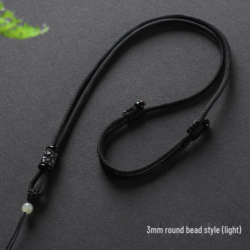 Hand-Woven Black Jadeite Gold Pendant Rope for Men & Women