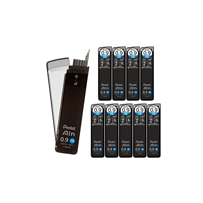 Pentel Ain Mechanical Pencil Lead, 0.9mm HB, 10-pack, C289-HB