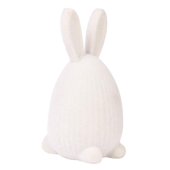 

Resin Flocked Easter Bunny Egg Figurine Spring Party Tiered Tray Centerpiece for Tabletop Entryway Home Decor білий