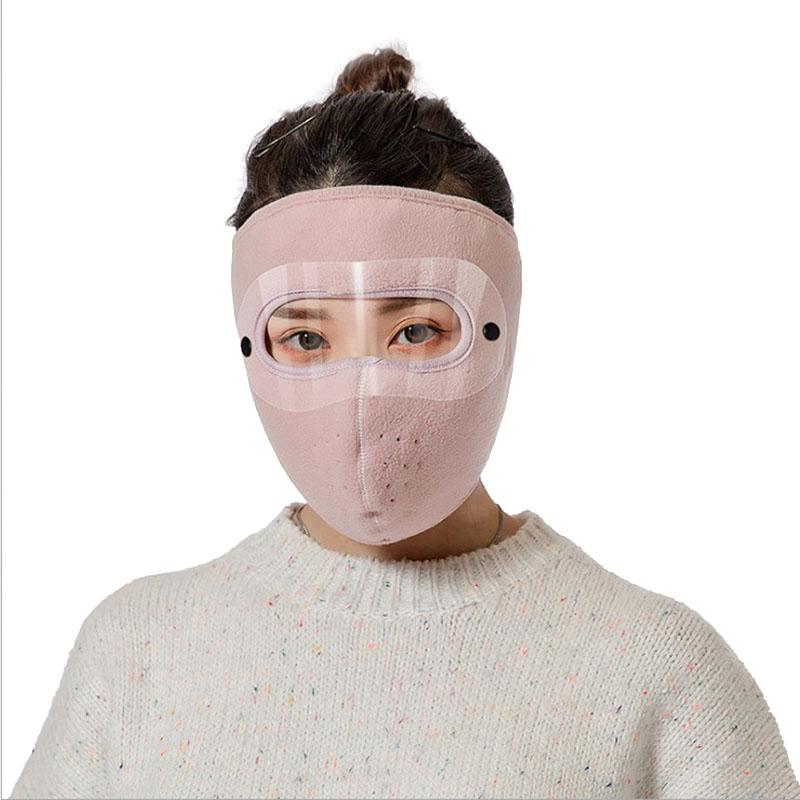 

Зимняя теплая полнолицевая маска для езды на велосипеде, ветрозащитная съемная маска для очков, шапка розовый