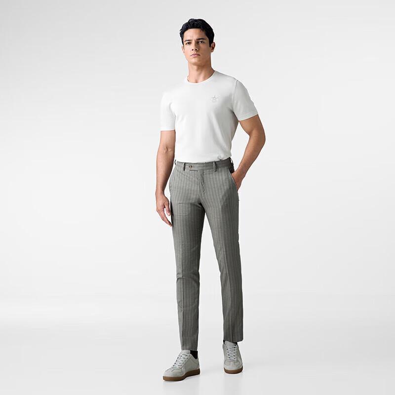 VICUTU Men s Brown Stripe Formal Business Trousers 33