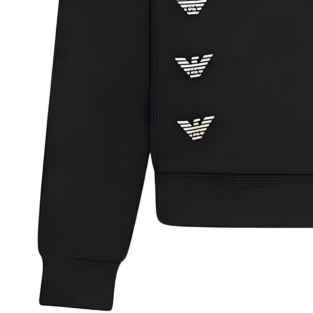 Emporio Armani Ss23 Solid Color Crew Neck Logo Print Sweatshirt Women Sweatshirt Black 6LTM27-TJJRZ-0200