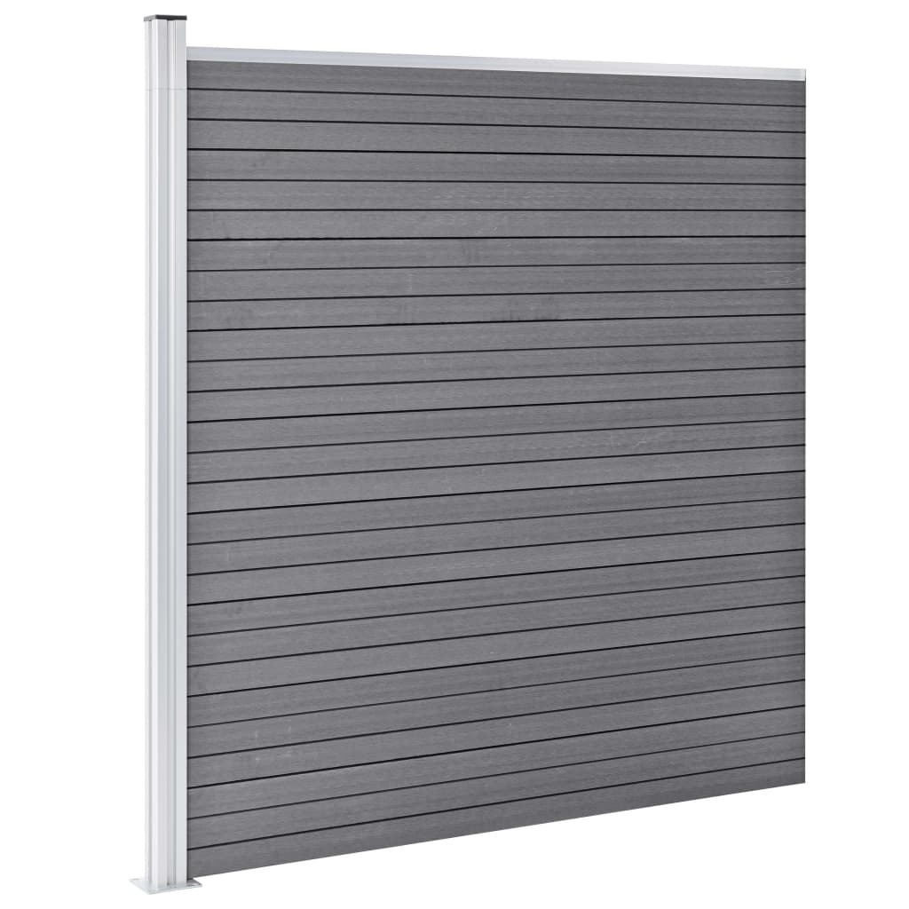 WPC Fence Set 4 Square Panels + 1 Diagonal Panel 792 X 186 Cm Grey