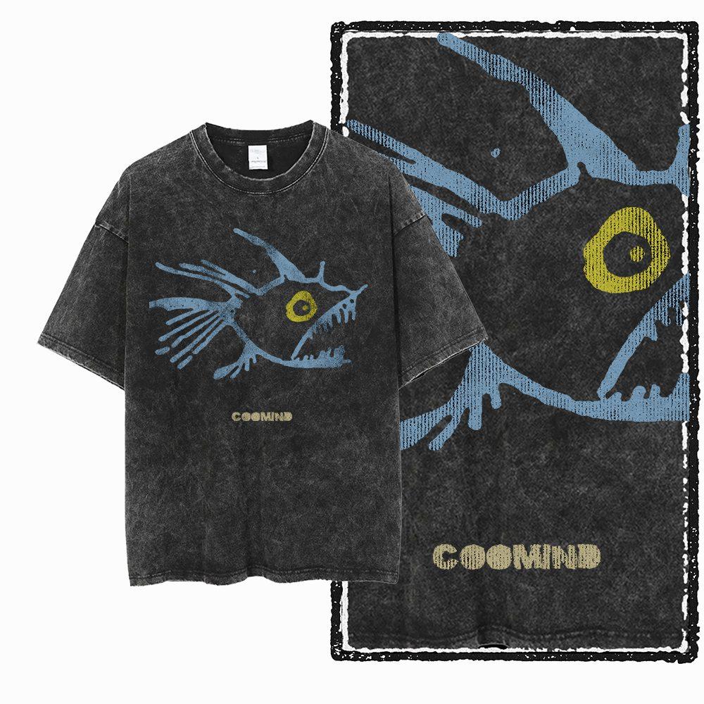 G22 Exclusive Retro Street Cotton Men's COOLMIND Pattern T-Shirt, Washed Cool Round Neck Men's T-Shirt