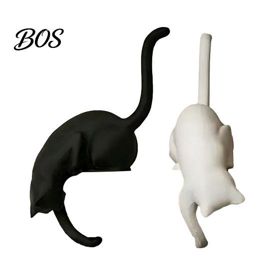 Home Decor For Cat Lovers 2Pcs 3D Printed Shaped Hook, Black And White Cute Key Hanger, Hook Decorative Ornaments for Lovers, Creative Wall