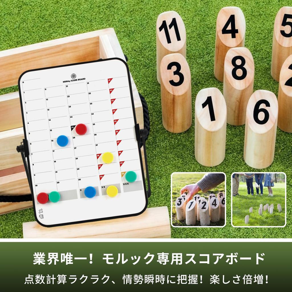 NOCLIS Mölkky Scoreboard with 8 Magnetic Markers, Magnetic Eraser & Pen Included, Foldable Stand, Windproof & Rainproof Design, Portable, Easy To Read