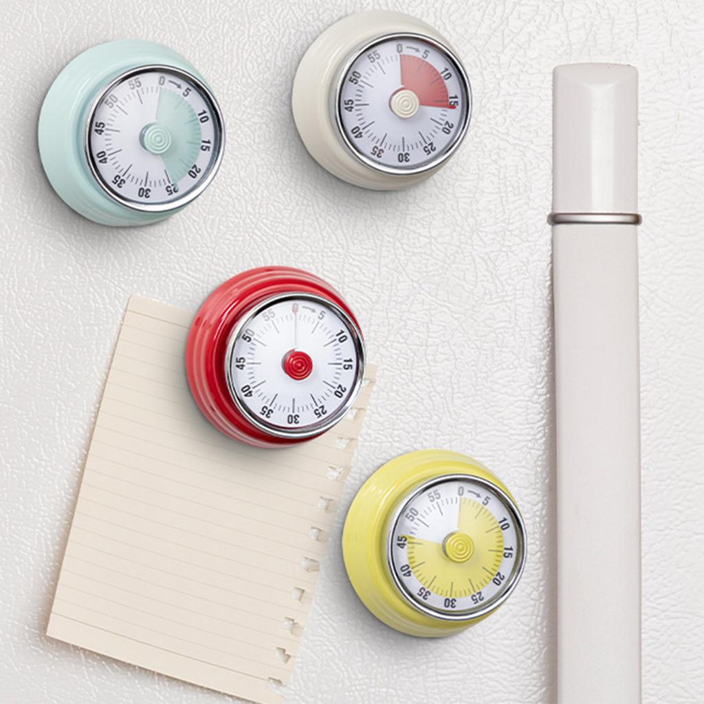 Mechaniczny minutnik kuchenny, 60-minutowy wizualny zegar odliczający, głośny magnetyczny przypominacz do zarządzania czasem podczas gotowania