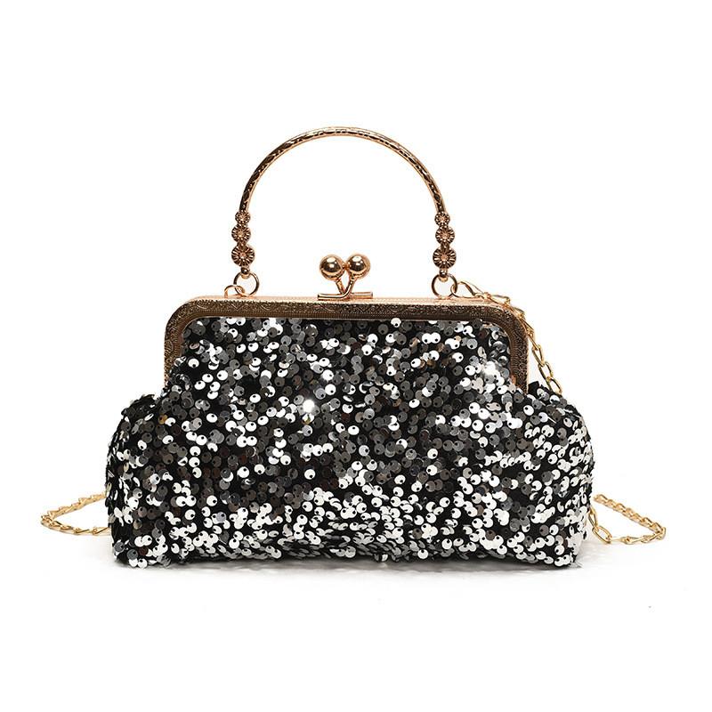 Sequin Chic Retro Small Square Handbag For Women In Black Silver And Styles Colorful
