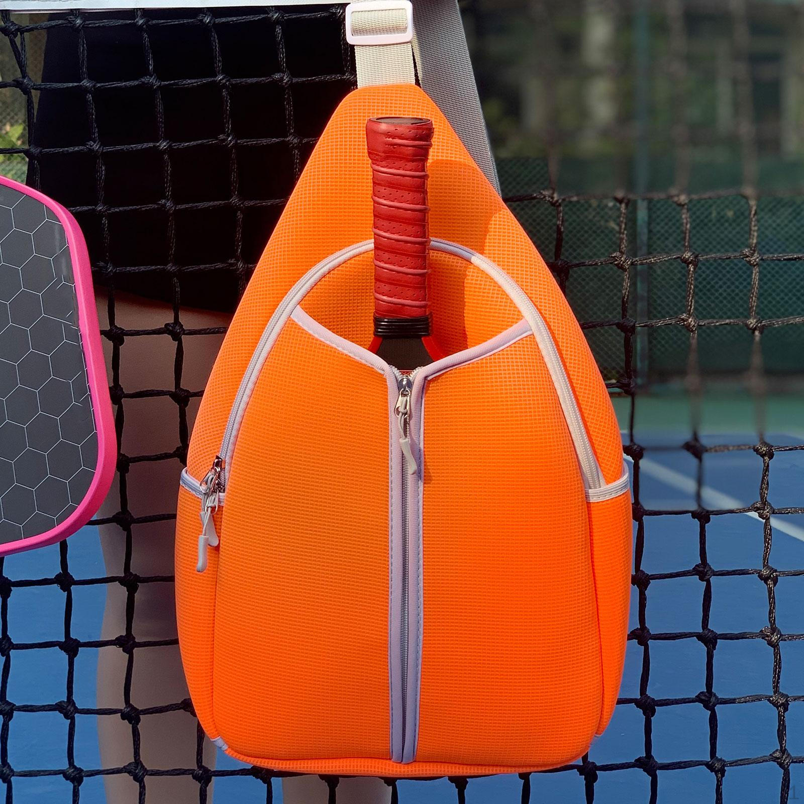 

Сумка для пиклбола для женщин, портативная, с застежкой-молнией, легкая, многоцелевая, с оранжевый