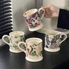 Retro Style Glaze Floral Mug High Temperature Resistance Afternoon Tea Ceramic Cup Set High End Sense Housewarming Gift