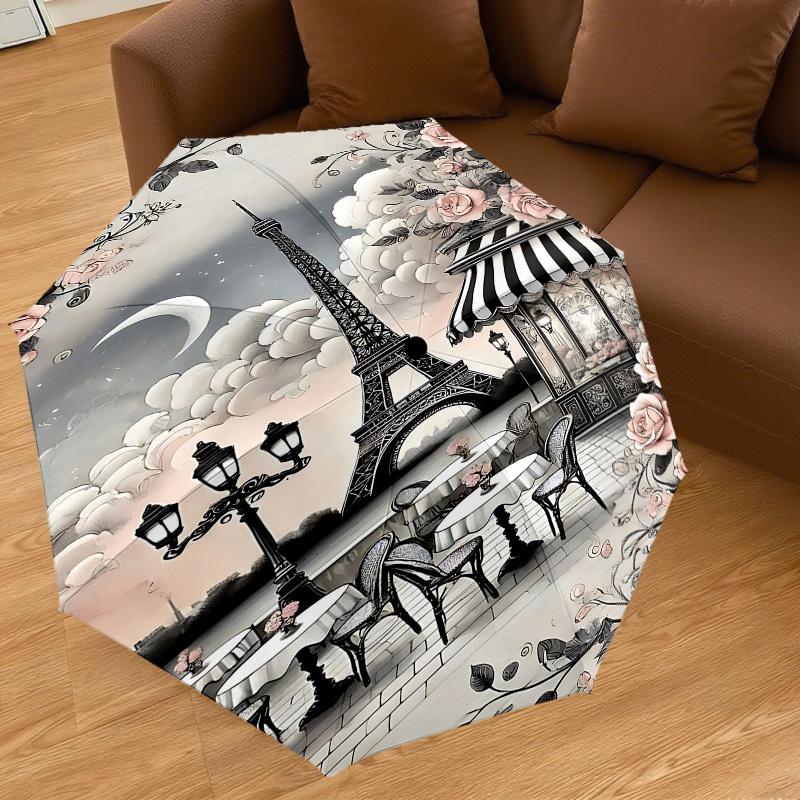 1PC Parisian, Cafe Umbrella-8-Rib Reinforced, Automatic Open, Lightweight & Durable, Cute Fashion Accessory for Outdoor, Beach, or Casual Use, Beach U