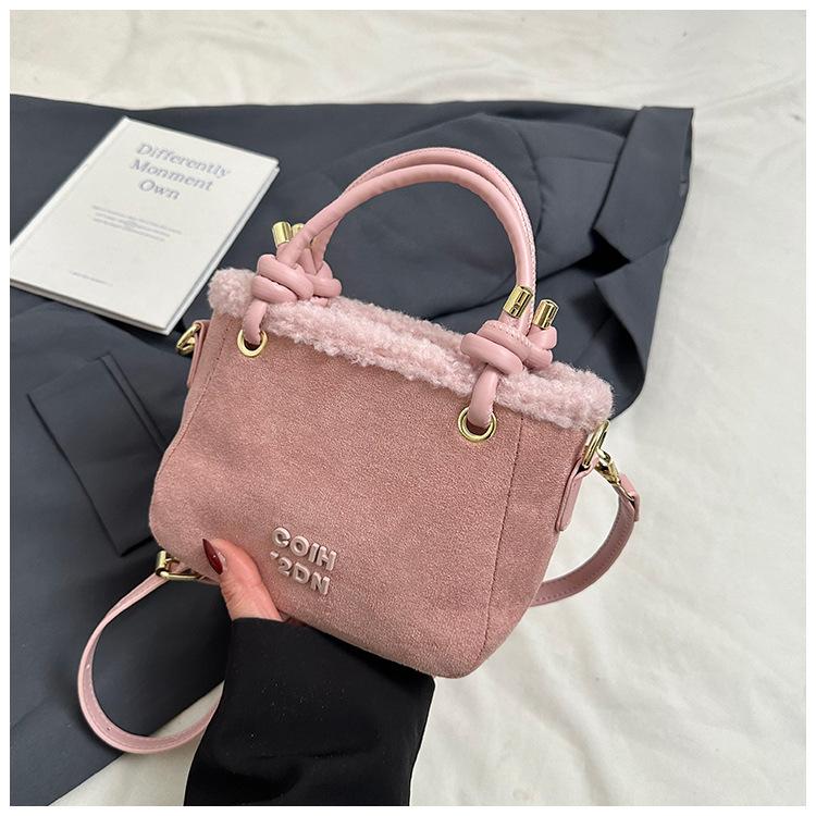 Frosted Plush Small Square Bag Women's 2025 New Fashion Texture Plush Bag Foreign Style Simple Commuting Portable Messenger Bag