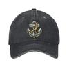 Nautical Anchor Rope Design Baseball Cap Denim Washed Casual Dad Hat Outdoor Adjustable Unisex