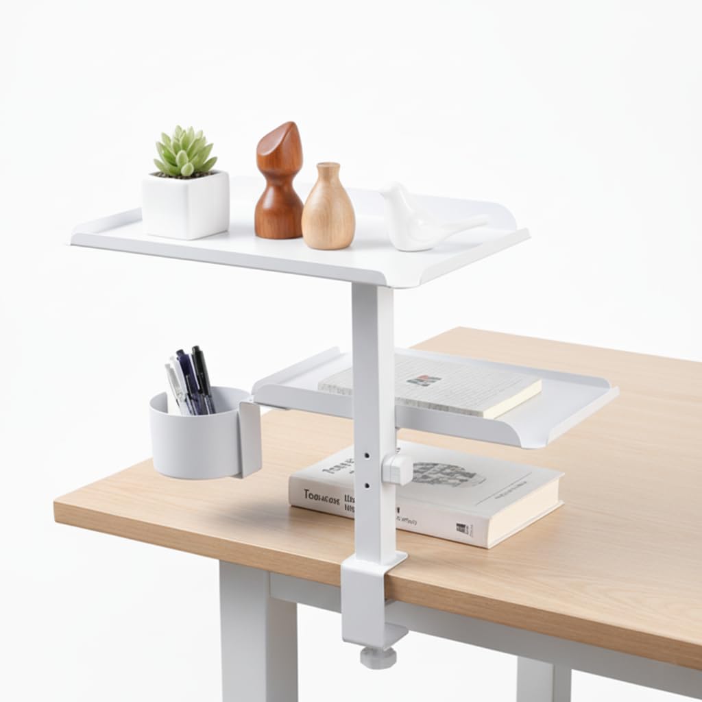 Desk Desk Storage Tray Arm 330mm x with Cup Audio Interface Desk Small Item Suitable for Steel No Drilling Easy White Shelf Stand 220mm 2-Tier белый 7260₽