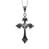 Gothic Retro Sliver Color Cross Skull Moth Pendant Necklace for Women Men Halloween Party Vampire Witch Jewelry Accessories Gift
