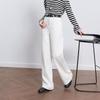 Sancai 2026 Spring High-Waist Straight Leg White Jeans