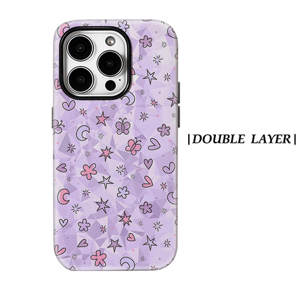 

Cute Pastel Hearts Stars Phone Case for IPhone 17AIR 16E 16 15 14 13 12 11 17 Pro Max Plus Double-layer Back Cover IPHONE13