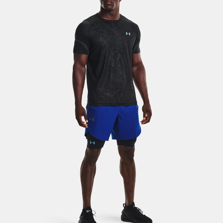 Under Armour Rush 2.0 Solid Logo Crew Neck T-Shirt Men Tops Black 1370318-001