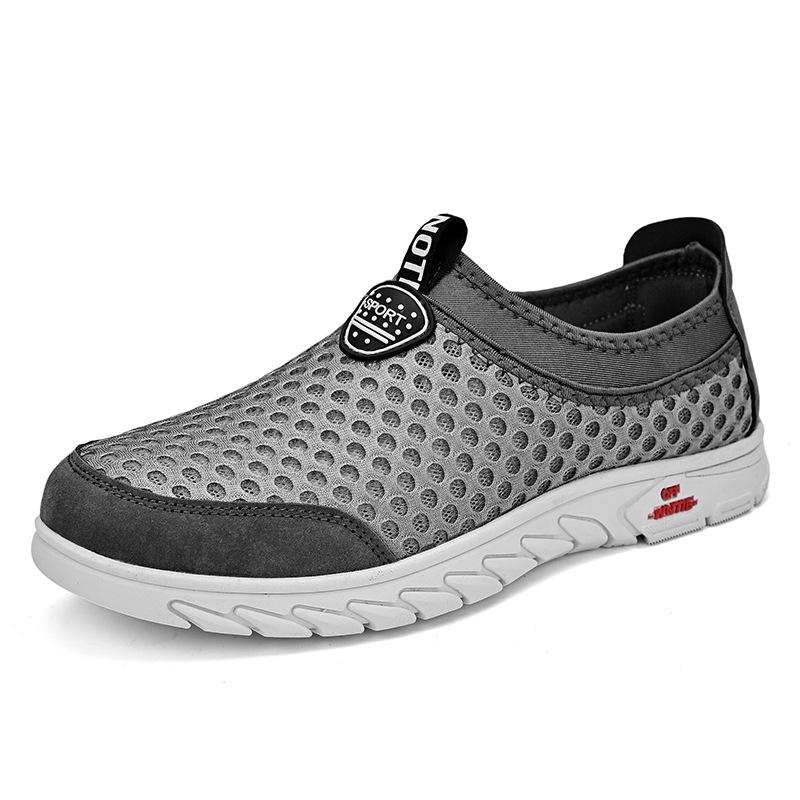 Summer Sneakers Men's Shoes Mesh Breathable One Pedal Lightweight Shock Absorption Non-Slip Outdoor Casual Shoes Walking Shoes
