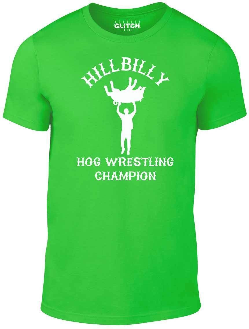 Hillbilly Hog Wrestling Champ T Shirt Mens Womens Tees Top - Funny T-Shirt Mens Womens Tees Top comic wrestling redneck S