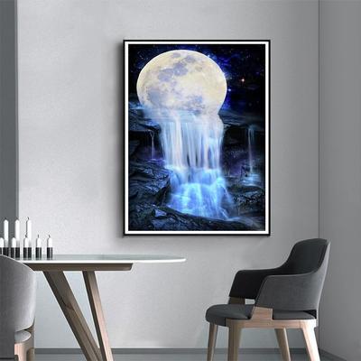 5D Diy Diamond Painting Small Bridge Flowing Water Moon Cross Stitch Set Full Diamond Embroidery Mosaic Art Picture of Rhinestones Decor Gift
