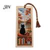Vintage Style Bookmark DIY Stitch Kit for Adults Beginners, Seasonal Cat Retro Handmade Embroidery Kit, Gifts Lovers, Readers Artistic