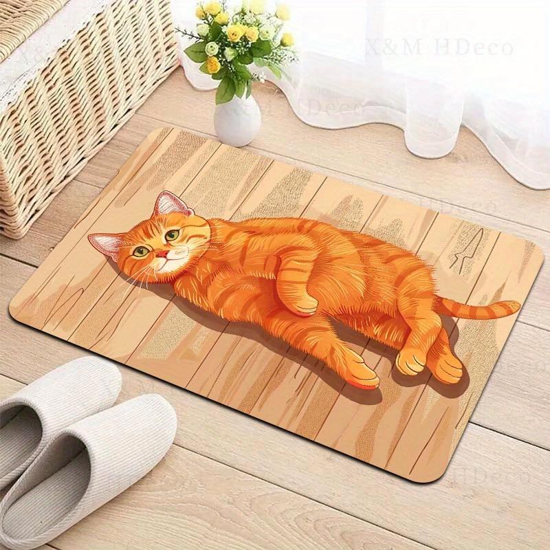 1Pcs Anti Fatigue Kitchen Rugs, Cute Cartoon Cat Print Waterproof Non-Slip Thick Cushioned Kitchen Mat Heavy Duty Comfort Standing Mat for Kitchen