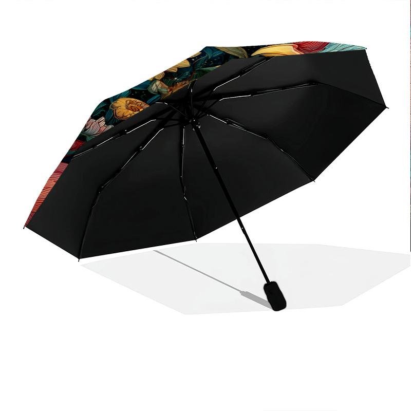 Tiger and Rooster  pattern, automatic folding umbrella, portable and foldable design, 8 ribs, a Christmas or birthday gift.
