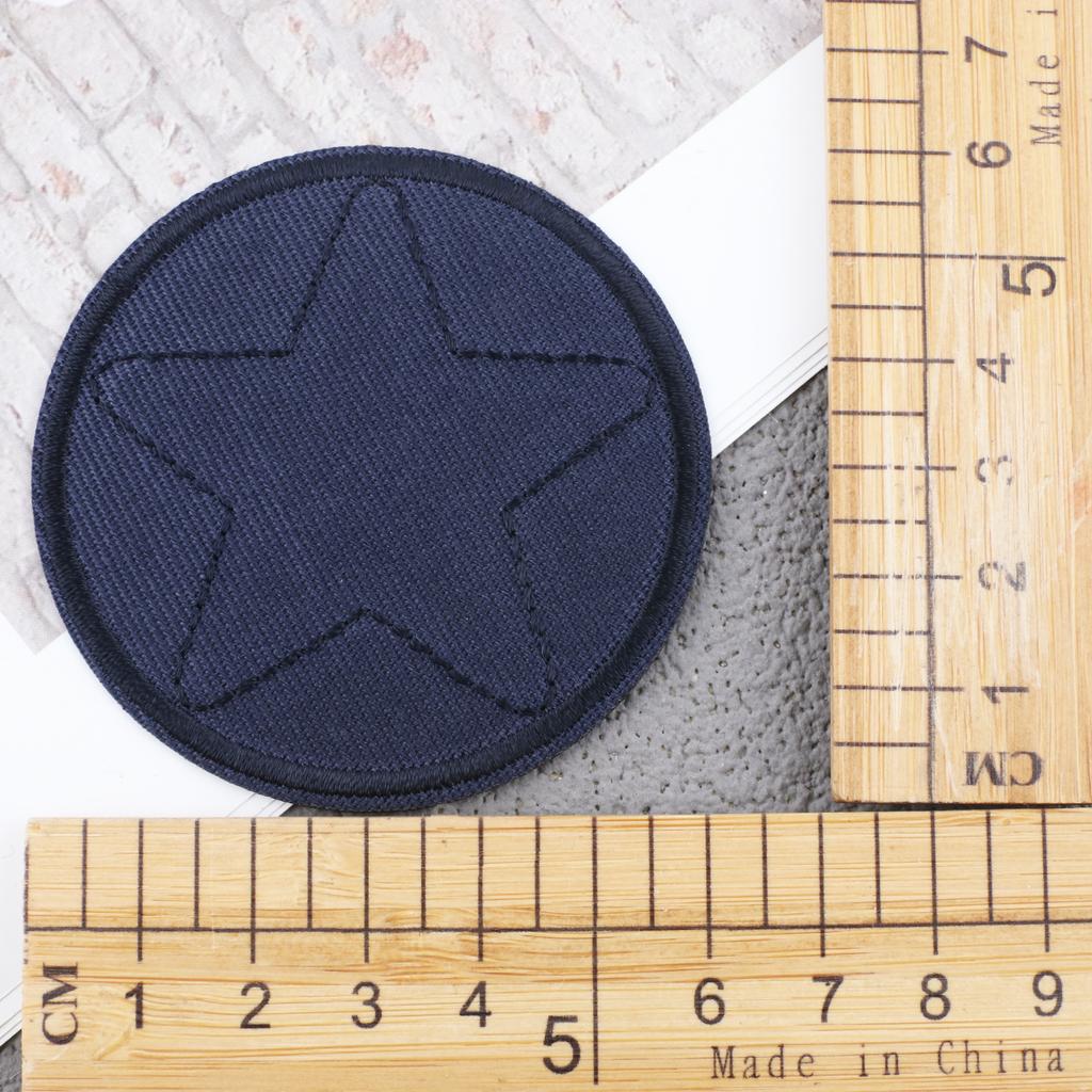 New Embroidery Cloth Sticker Navy Blue Twill Smiley Face Patch Sticker Computer Embroidery Chapter Boy Love Ironing Pentagram