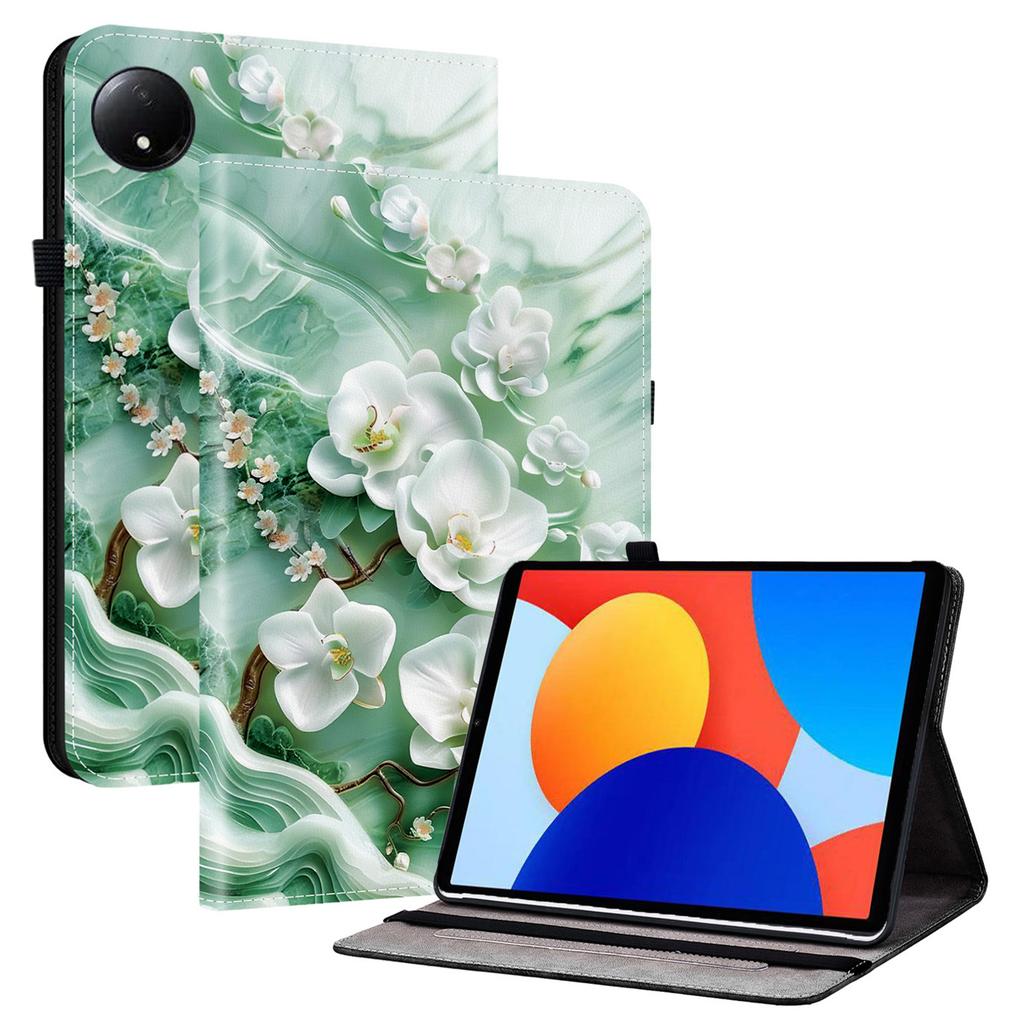 Für Xiaomi Redmi Pad SE 4G 8,7 Zoll Lederhülle Muster bedruckt Ständer Tablet-Hülle mit Kartenfächern