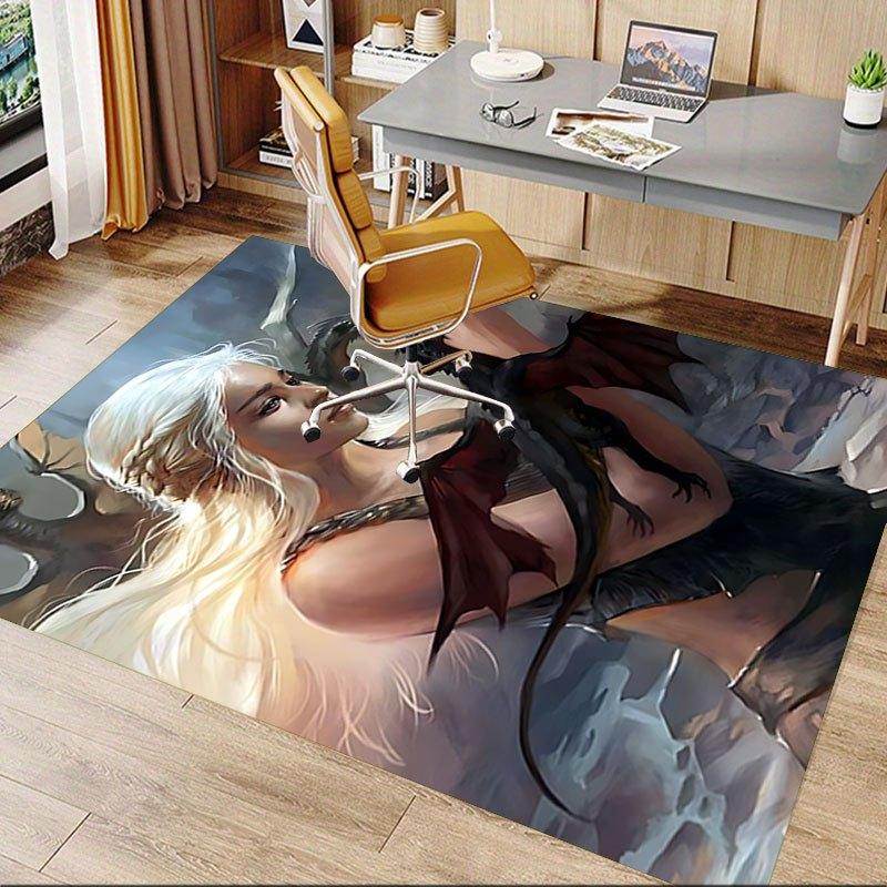 1 alfombrilla para silla de oficina Fire and Blood, Alfombrilla para decoración del hogar, Alfombrilla temática de fantasía, Alfombrilla duradera, Decoración de dragón, Adecuada para amantes de la temática de fantasía
