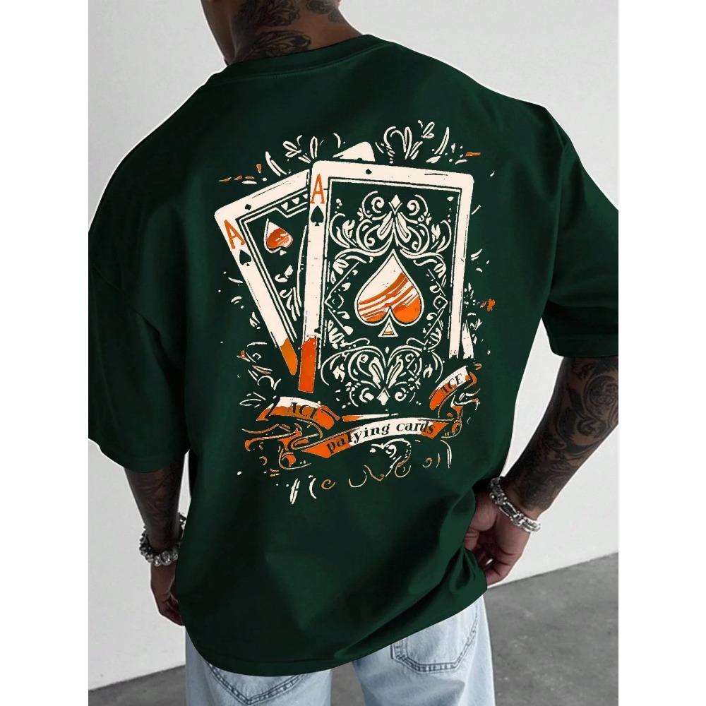 Summer Style Men's T-shirt Street Casual Fashion Comfortable Soft Breathable O-neck Short Sleeve 3D Playing Cards Print Pullover