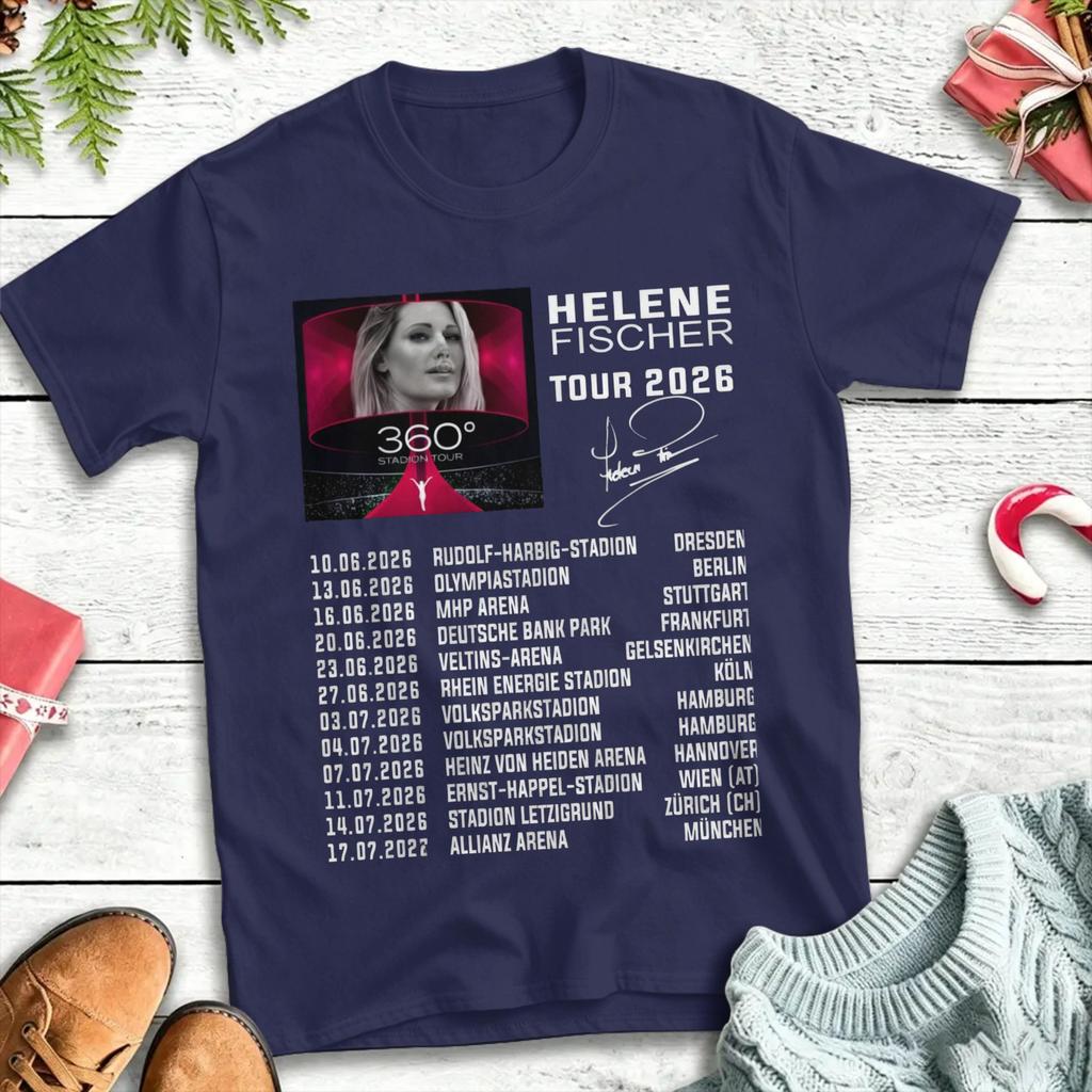 Unisex T-Shirts Helene Fischer 360° Stadiontour Freizeit Baumwolle T-Shirt Kurzarm T-Shirt Rundhals Kleidung 4XL 5XL 6XL