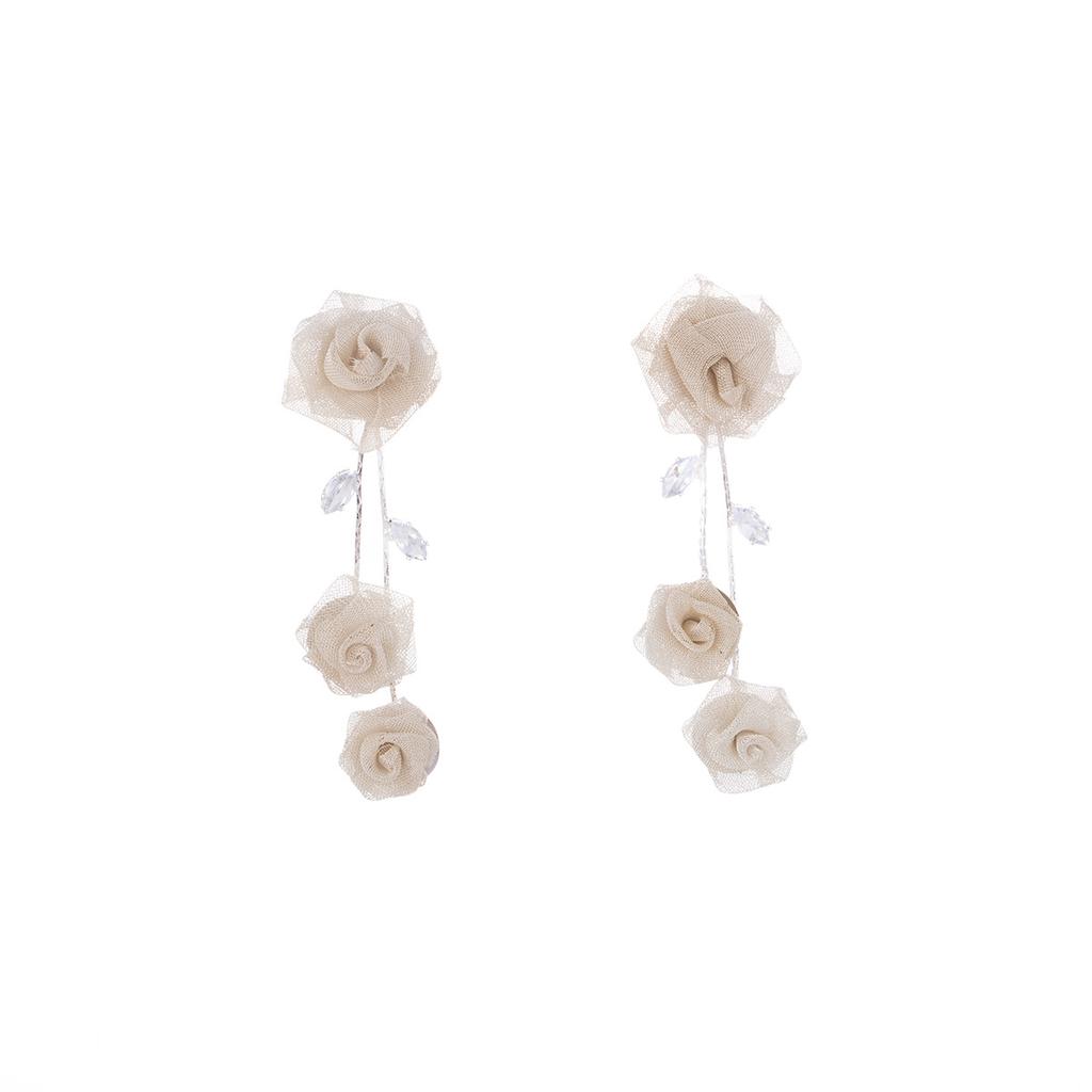 French Light Luxury Zircon Fringed Flower Stud Earrings Fashion Temperament Atmospheric Earrings Niche Earrings