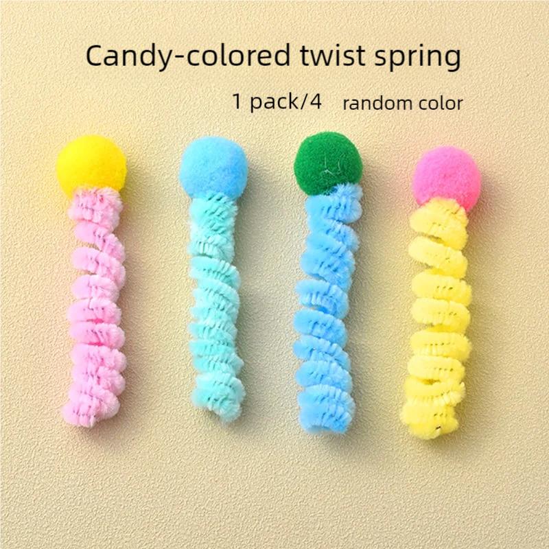 4Pcs Cat Spring Toys Interactive Pet Toys for Cats Colorful Random Color Designed for Cats' Solo Play, Relieves Boredom Feline