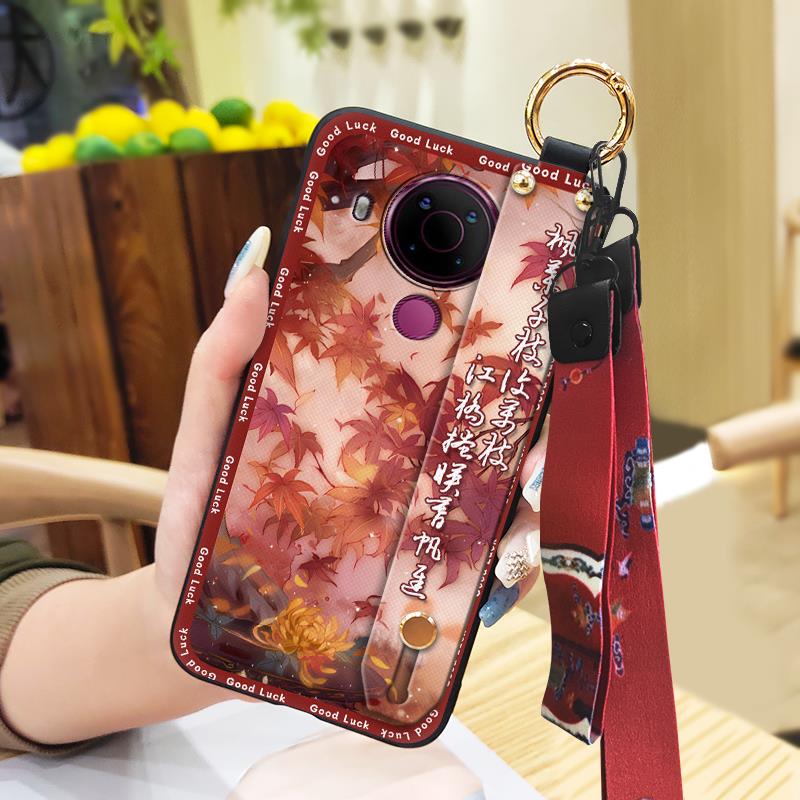 Schmutzabweisende Strapazierfähige Handyhülle Für Nokia 5.4 Für Mama Chinesischer Stil Mode Silikon Staubdicht Umhängeband Ältere Dame