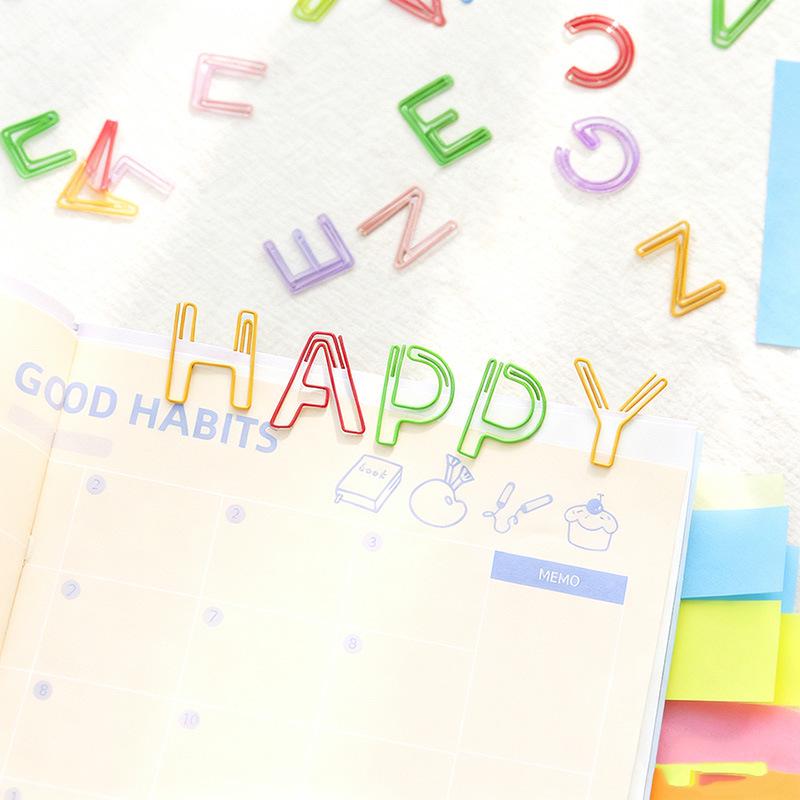 Colorful 26-Piece Letter Paperclip & Bookmark Set - Office & Planner Supplies