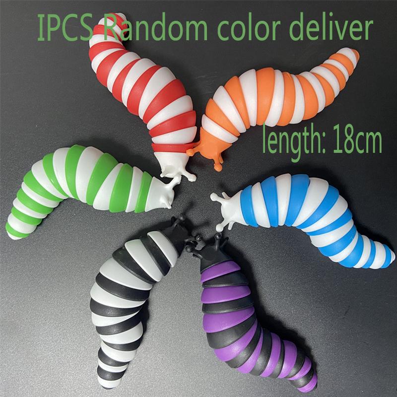 3D Slug Fidget Toy Colorful Slug Snail Toy Articulated Flexible All Ages Relief Anti-Anxiety Sensory Toys For Children