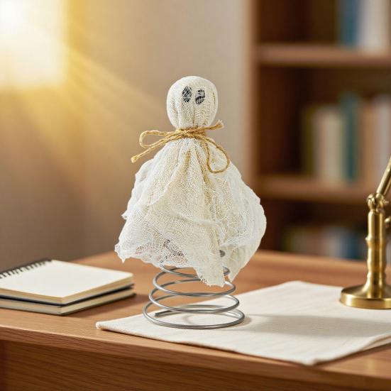 Halloween Ghost Tree Topper Spooky Small Gauze Ghost Christmas Treetop Ornaments for Halloween Party Home Decor
