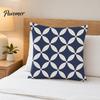 Relaxed Texture Pillowcase Geometric Pillow Cover, Washed Linen Look Throw Case with Hidden Nordic Zipper, Minimalist Cushion Cover for Sofa,