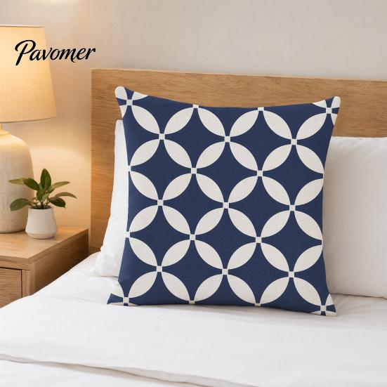 Relaxed Texture Pillowcase Geometric Pillow Cover, Washed Linen Look Throw Case with Hidden Nordic Zipper, Minimalist Cushion Cover for Sofa,